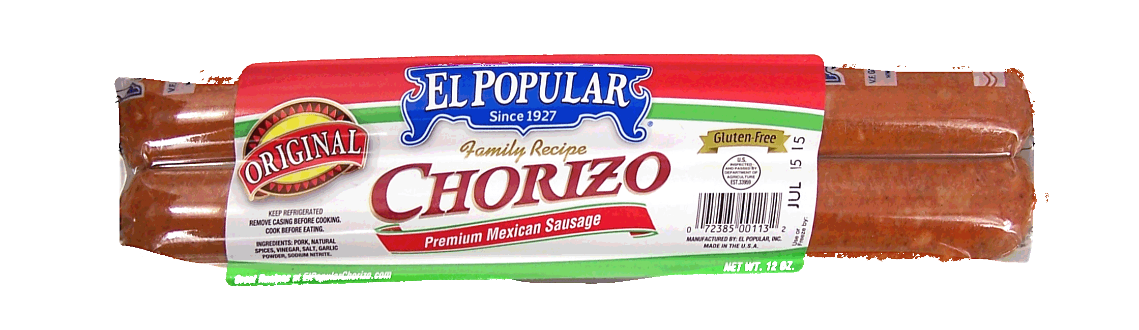 El Popular  chorizo; premium mexican sausage, original, gluten-free Full-Size Picture